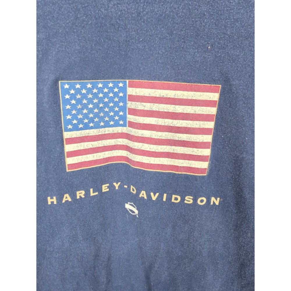 Harley-Davidson Mens XXL Navy Blue American Flag T-Shirt Wilkesboro NC Vintage - Picture 2 of 6